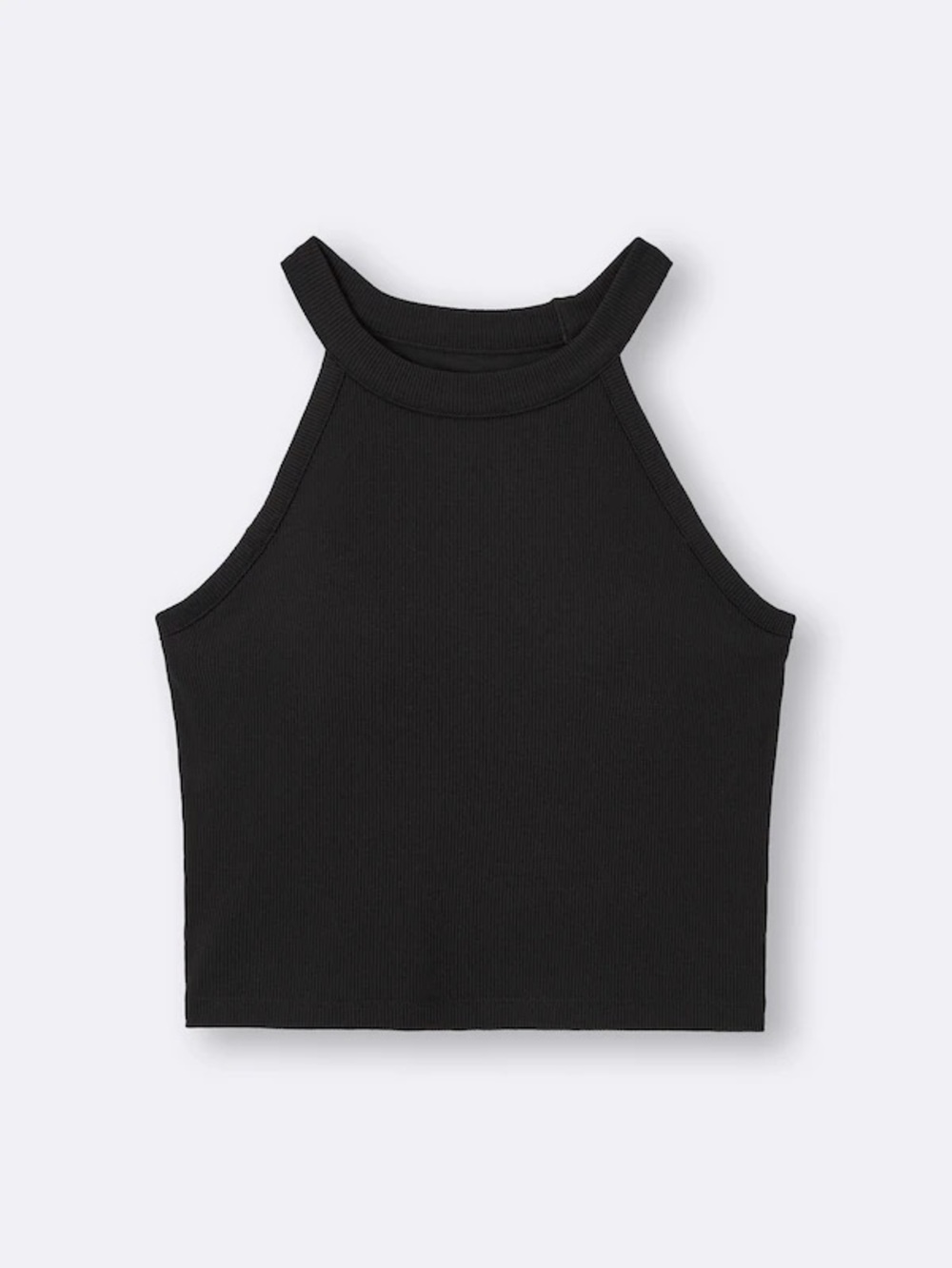 GU Bra-Feel Cropped Halter Neck Tank Top in Black Size Medium